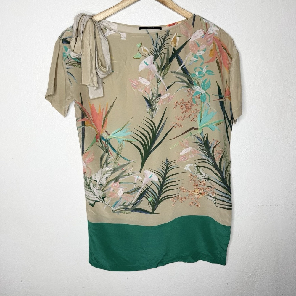 Seventy Silk Floral Blouse Shoulder Tie Womens US Small IT‎ 40 Beach Vacation